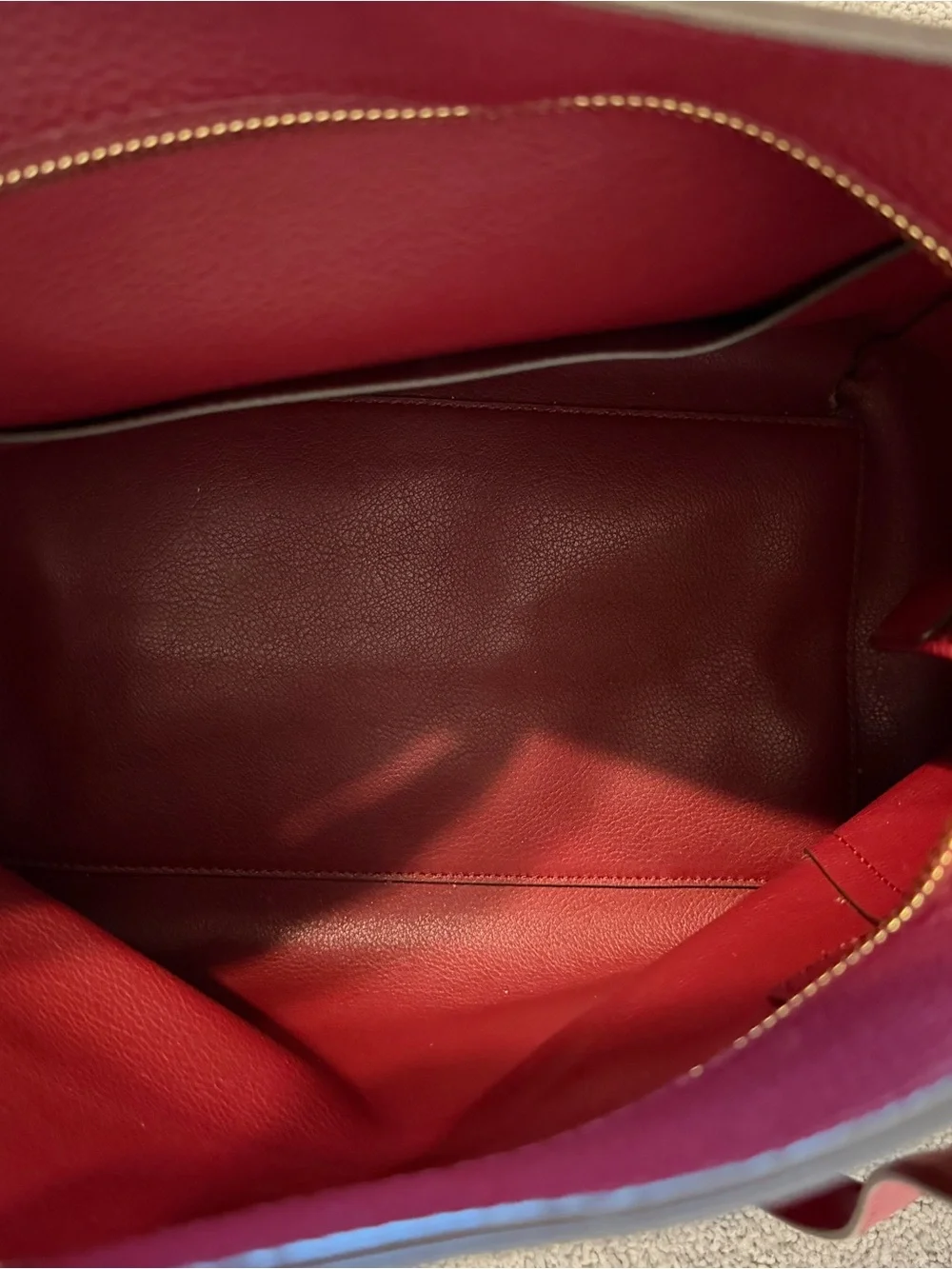 Michael Kors Wine Red Pebbled Leather Tote with Gold Logo Charm